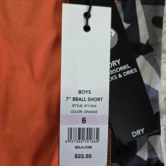 ZELOS Kids Size 6 Orange Geometric Shorts 7" Basketball Shorts NWT - Picture 4 of 4